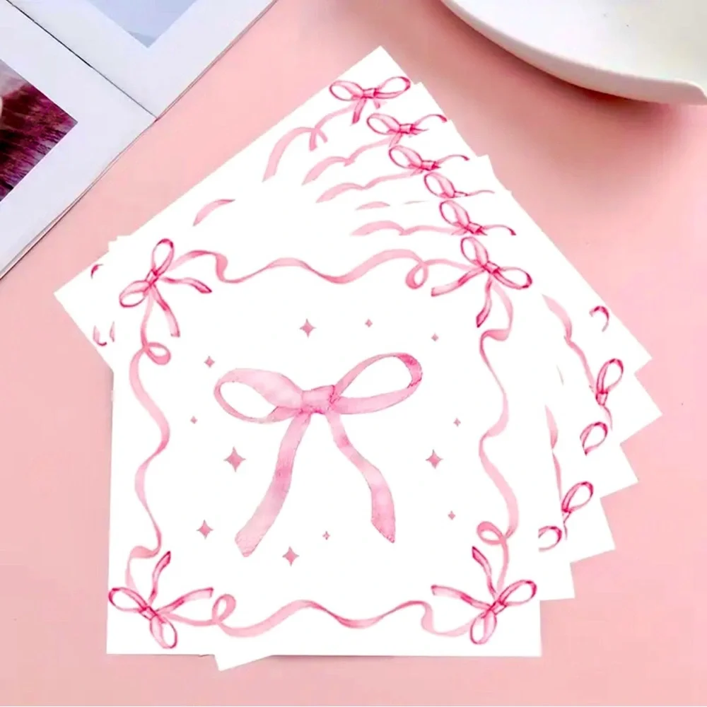 Pink Ribbon Bow Luncheon Party Napkins, 20-ct